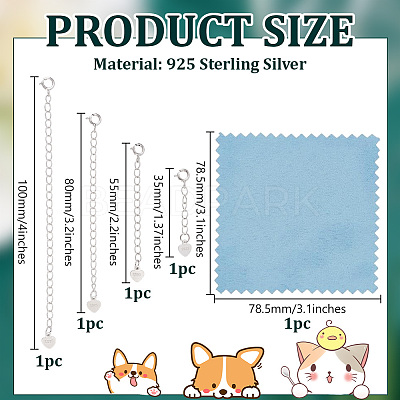 4Pcs 4 Styles Sterling Silver Chain Extender Sets DIY-GO0002-28-1
