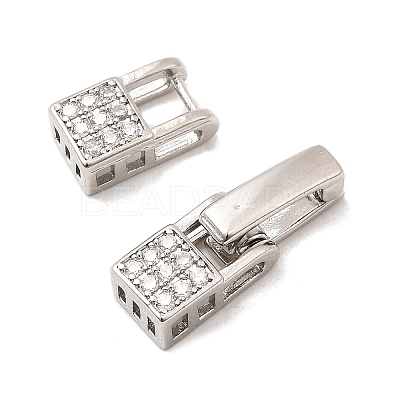 Brass Micro Pave Clear Cubic Zirconia Fold Over Clasps KK-C075-36P-1
