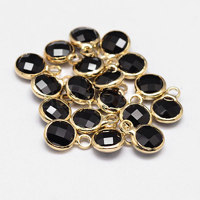 Glass Flat Round Charm KK-L091-03-1