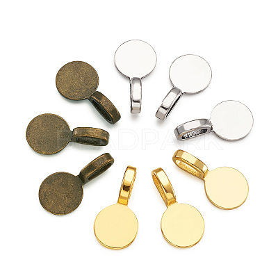 Tibetan Style Alloy Glue On Flat Pad Pendant Bails TIBE-TA0001-10-1