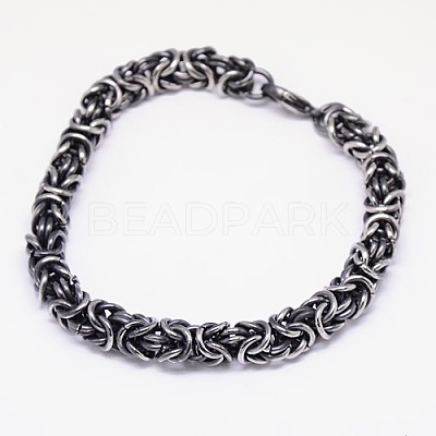 Fashionable Retro 304 Stainless Steel Byzantine Chain Bracelets BJEW-F041-08-1