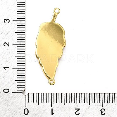 Brass Micro Pave Clear Cubic Zirconia Enamel Leaf Connector Charms KK-V011-25G-D-1