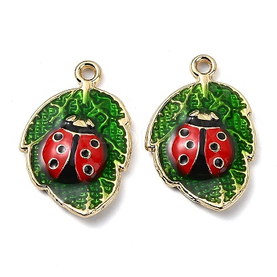 Rack Plating Alloy Enamel Pendants PALLOY-F308-08G-1