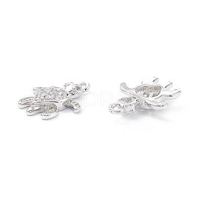 Rack Plating Brass Micro Pave Cubic Zirconia Pendants X-ZIRC-C026-07P-1