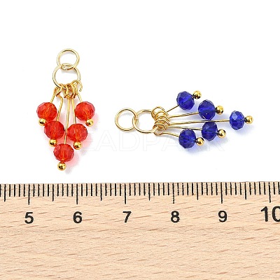 8Pcs 8 Colors Glass Pendants PALLOY-JF05294-1