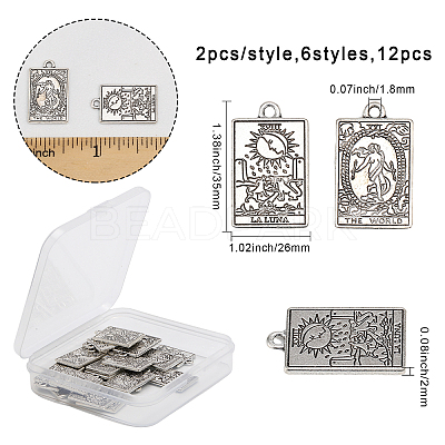 24Pcs 6 Style Rack Plating Alloy Pendants FIND-CA0006-68-1