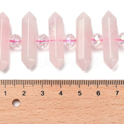 Natural Rose Quartz Double Terminated Point Beads Strands G-H069-B17-01-1
