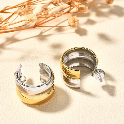 304 Stainless Steel Two Tone Stud Earrings EJEW-F355-05GP-03-1