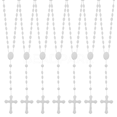 60Pcs Plastic Rosary Bead Necklaces NJEW-GO0001-10-1