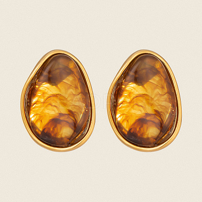 304 Stainless Steel Resin Stud Earrings for Women GX1070-1