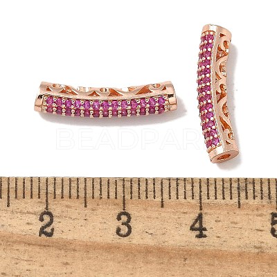 Brass Cubic Zirconia Curved Tube Beads KK-Q019-01B-1