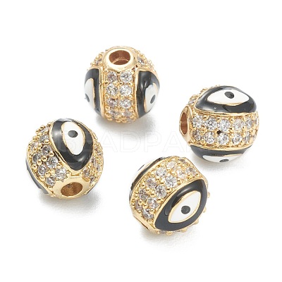 Brass Micro Pave Cubic Zirconia Beads ZIRC-A019-16G-A05-1