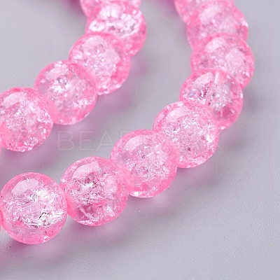 Spray Painted Crackle Glass Beads Strands CCG-Q001-10mm-02-1