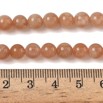Natural Gemstone Sunstone Round Beads Strands G-E251-34-6mm-01-1