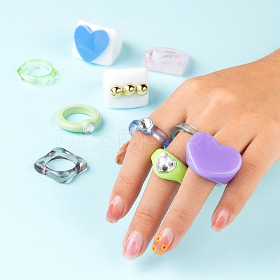 18Pcs Acrylic Finger Rings RJEW-LS0001-01-1