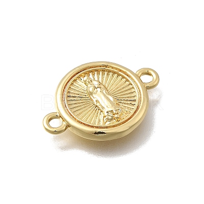Religion Brass Flat Round with Virgin Connector Charms KK-D431-049G-1