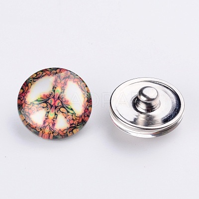 Mixed Flat Round Brass Jewelry Snap Buttons SNAP-MSMC001-01-1