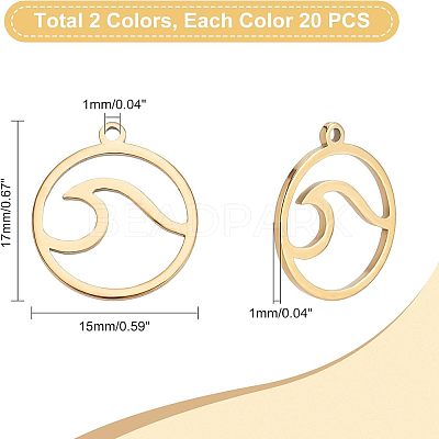 40Pcs 2 Colors Stainless Steel Pendants STAS-UN0028-48-1
