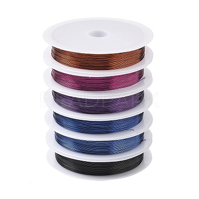 6 Rolls 6 Colors Round Copper Wire Set for Jewelry Making CWIR-NH0001-03C-0.4mm-1