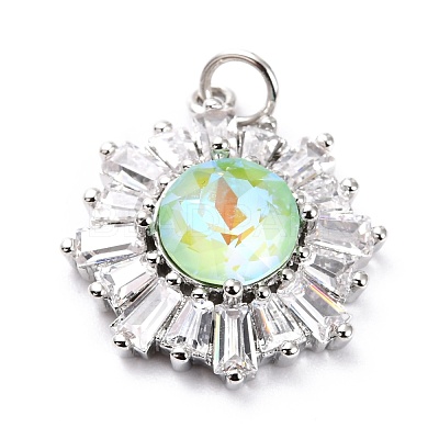 Brass Micro Pave Cubic Zirconia Pendants ZIRC-O044-21A-P-1