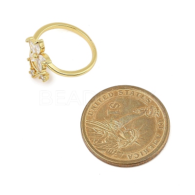 Rack Plating Brass Micro Pave Cubic Zirconia Finger Rings for Women LS-RJEW-M027-01G-01-1