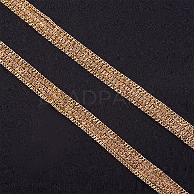 Iron Chain and Two Rows Rhinestone Cup Chain((Hot Melt Adhesive On The Back) CH-BC0001-02-1