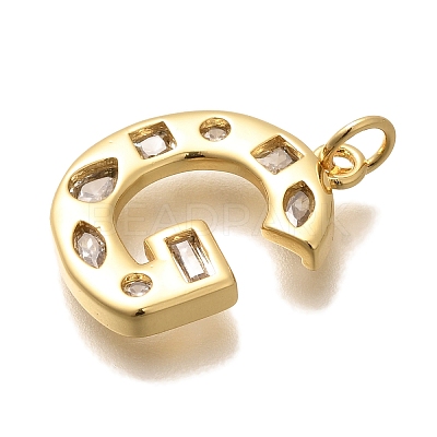 Brass Micro Pave Clear Cubic Zirconia Pendants KK-G521-01G-G-1