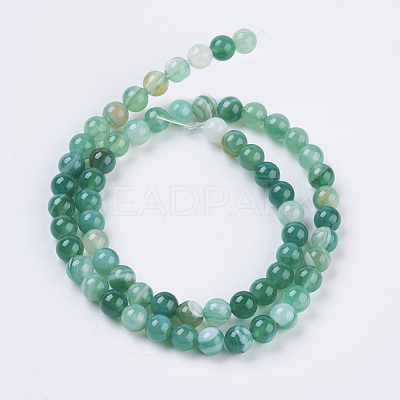 Round Dyed Natural Striped Agate/Banded Agate Beads Strands G-G582-6mm-M-1