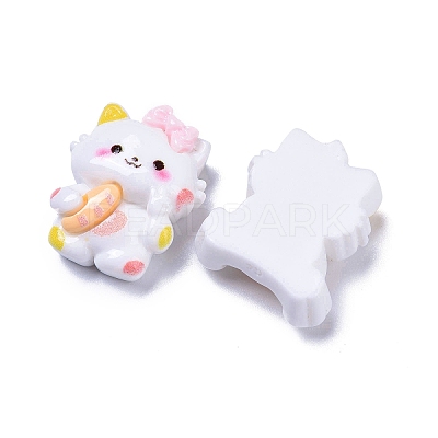 Opaque Cute Cat with Food Resin Decoden Cabochons X-RESI-B024-09-1