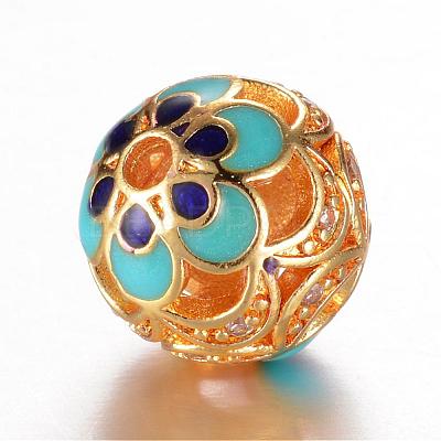Brass Micro Pave Cubic Zirconia Beads ZIRC-D114-23G-1