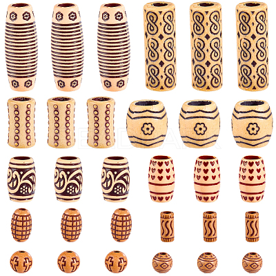 150Pcs 10 Styles Imitation Wood Acrylic Beads SACR-SC0001-54-1