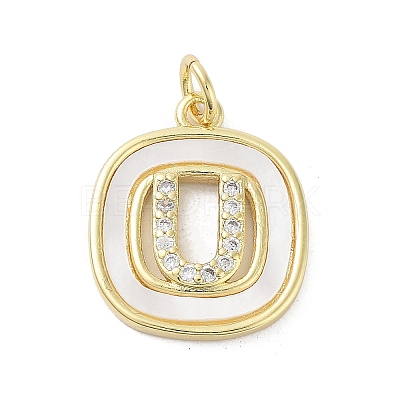 Rack Plating Brass Micro Pave Clear Cubic Zirconia Pendants KK-E102-33G-U-1
