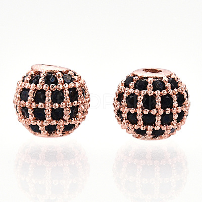 Rack Plating Brass Cubic Zirconia Beads ZIRC-S001-6mm-B01-1