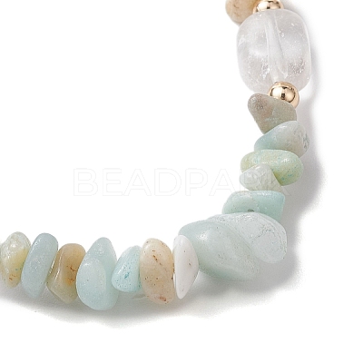 Natural Flower Amazonite Chip & Cuboid Beaded Stretch Bracelets for Women BJEW-JB10808-04-1
