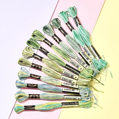 12 Skeins 6 Colors 6-Ply Polyester Embroidery Floss OCOR-FS0001-01B-04-1