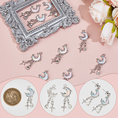 12Pcs 3 Colors Alloy Glass Pendants FIND-SC0021-07-1