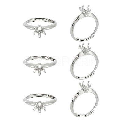 6Pcs Brass Adjustable Ring Findings KK-GO0001-42-1