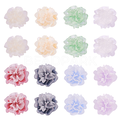 50pcs 5 colors Frosted Resin Flower Cabochons CRES-TA0001-27-1