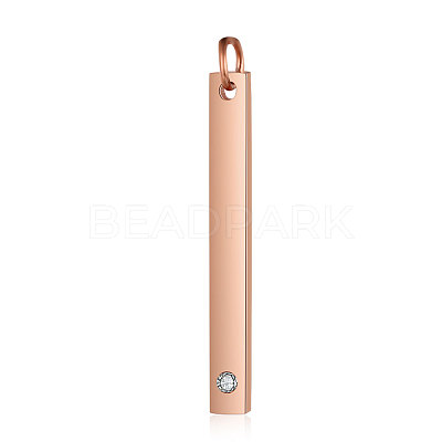 201 Stainless Steel Bar Tag Pendants STAS-S105-T608D-3-3-1
