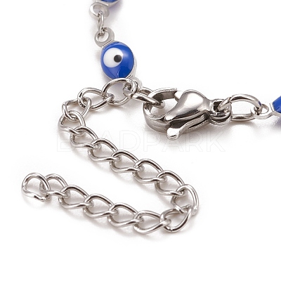 Enamel Horse Eye Link Chains Bracelet BJEW-P271-05P-01-1