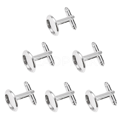 Flat Round Brass Cuff Settings KK-PH0001-14-1