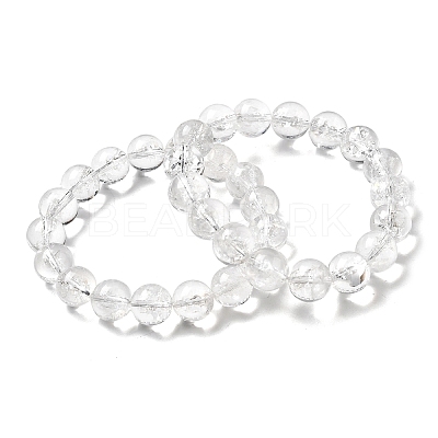Natural Quartz Crystal Round Beads Stretch Bracelets for Women BJEW-L712-B03-12mm-1