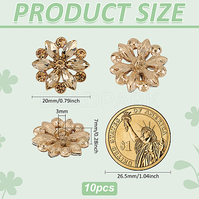 10Pcs Alloy Rhinestone Shank Buttons BUTT-FG0001-41B-1
