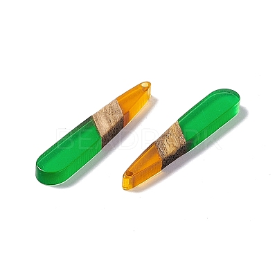 Transparent Resin & Walnut Wood Pendants RESI-M027-12E-1