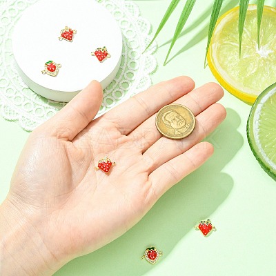 6Pcs 3 Styles Brass Micro Pave Cubic Zirconia Fruit Connector Charms KK-CJ0014-17-1