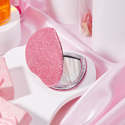 1Pc ABS & Glass Mirror Portable Makeup Folding Mirror AJEW-SP0001-60B-1