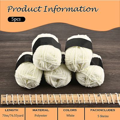 5Pcs Polyester Yarn for Knitting & Crochet YCOR-SZ0001-03O-1