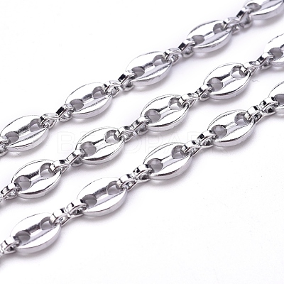 Non-Tarnish 3.28 Feet 304 Stainless Steel Coffee Bean Chains X-CHS-G011-14P-1