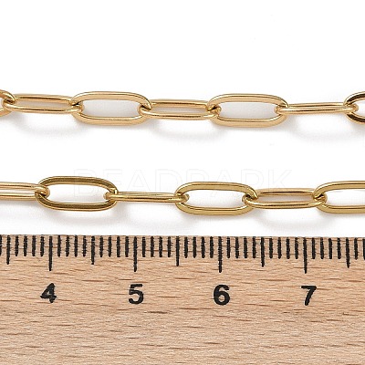 Ion Plating(IP) 304 Stainless Steel Paperclip Chain Necklace for Women NJEW-C011-03G-1