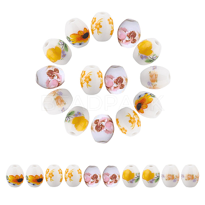 5Bags 5 Colors Handmade Porcelain Beads PORC-AR0001-13-1